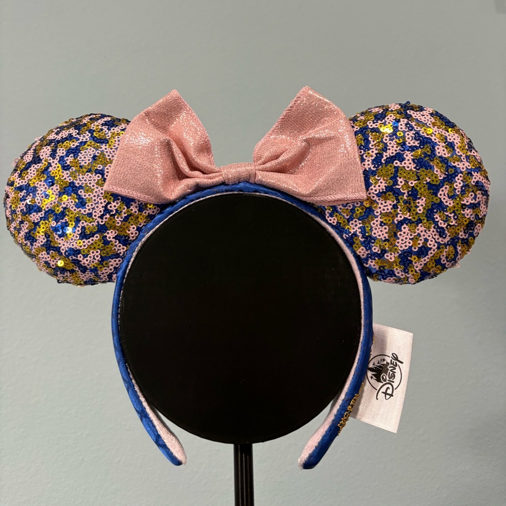 Disney Sequin Minnie Ear Headband with Pink Bow and Multicolor Sequins